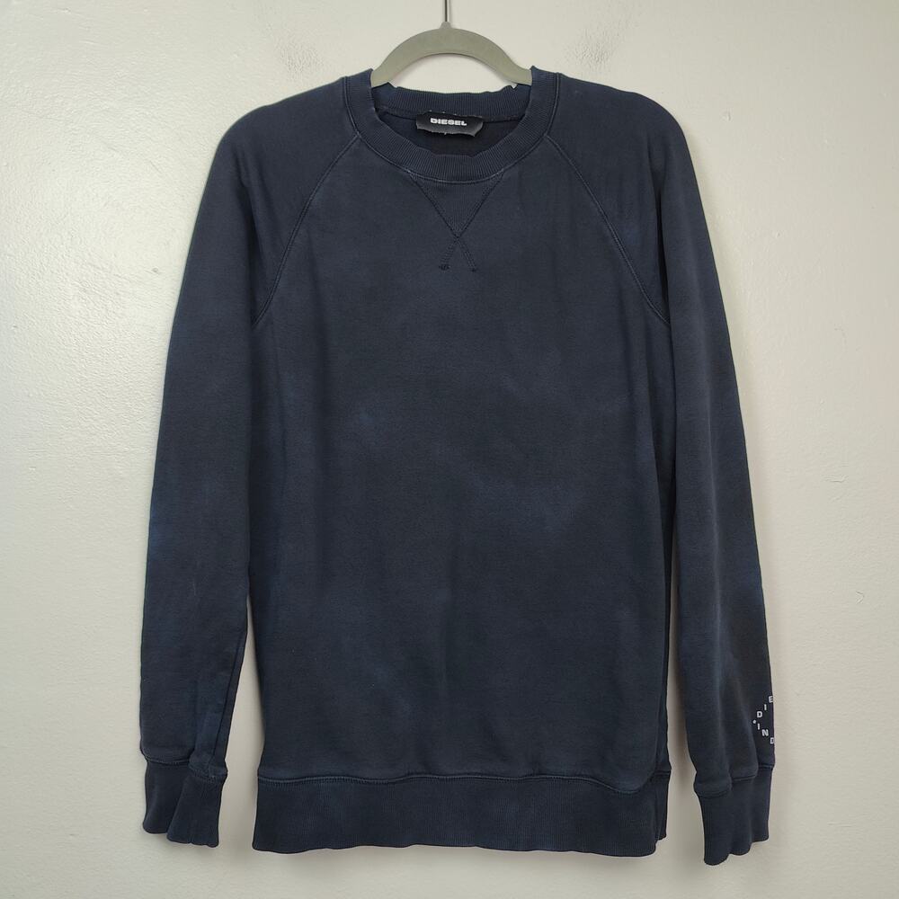 Diesel Sweatshirt Mens Medium Approx Black Blue Mottled Tie Dye Designer